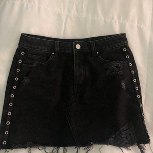 Zara Black Denim Mini Skirt